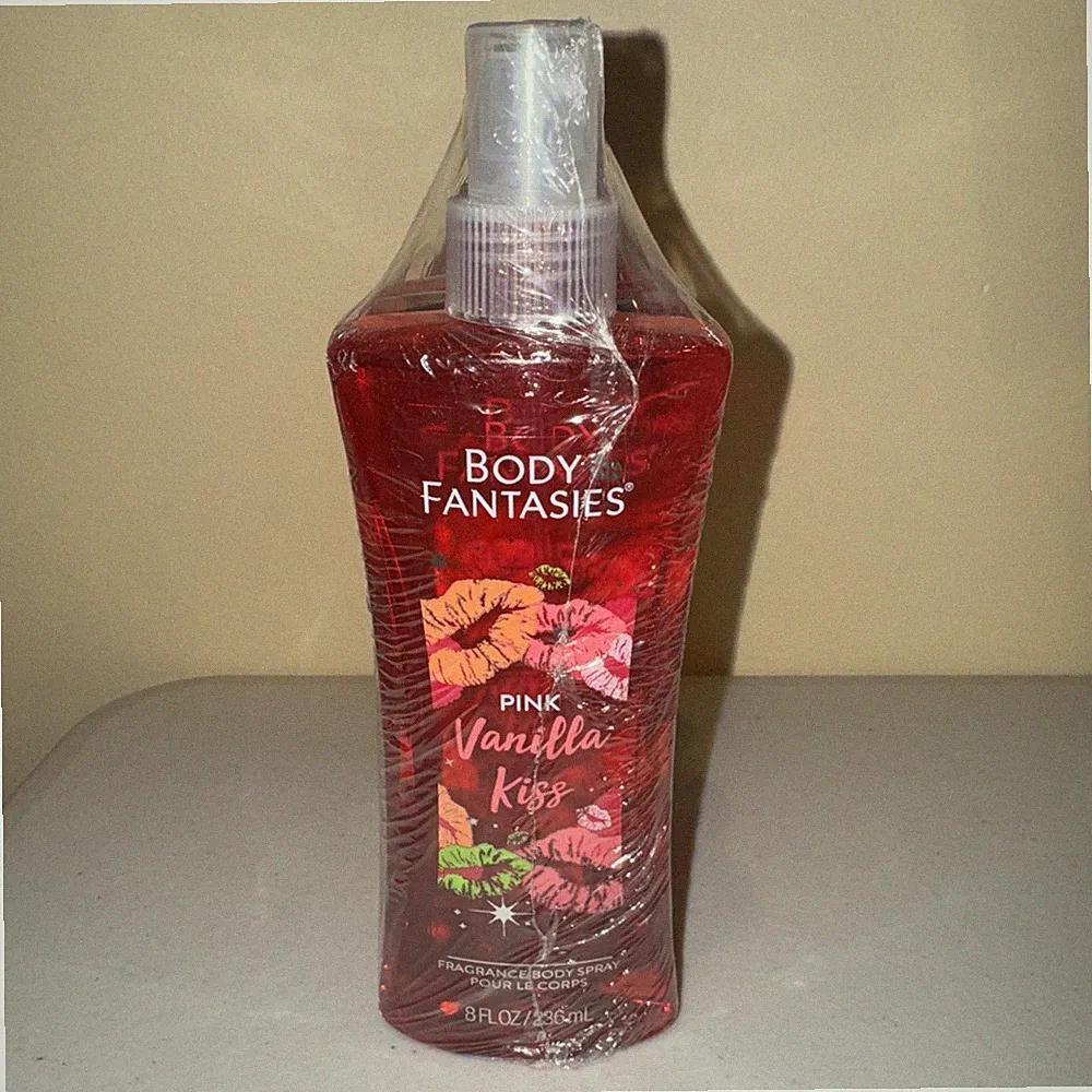 3 Bottles (8 fl oz each) Body Fantasies Pink Vanilla Kiss Fragrance Body Spray