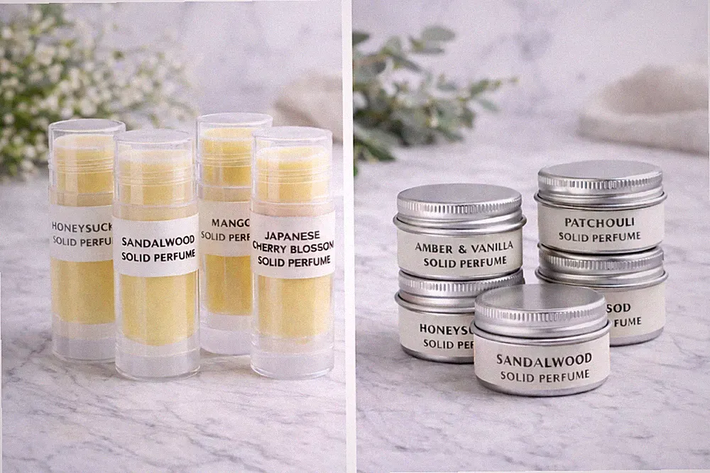 Solid Perfume & Perfume Oil Set | 1 oz Perfume Stick or Tin + 10ml Roller Bottle